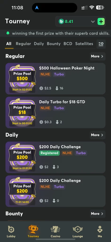 Tournament BC poker