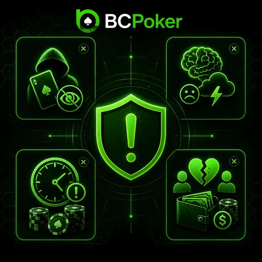BC Poker warning signs of harmful gambling with spending, stress and behavior indicators.