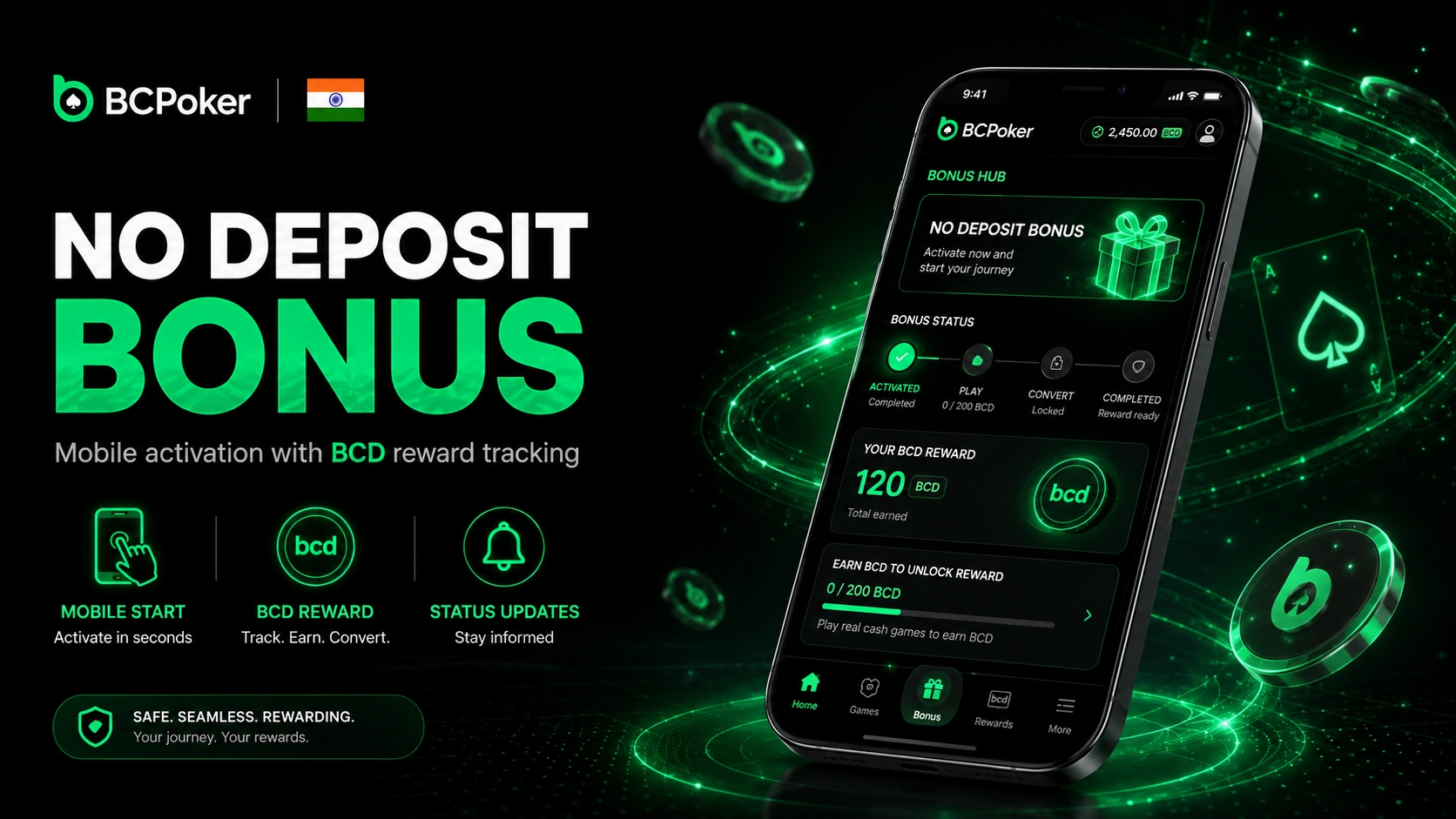 BC Poker India no deposit BCD bonus activation