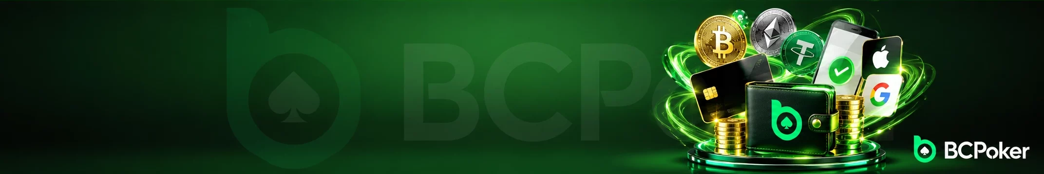 BCPoker payment methods with crypto, bank cards, digital wallets and secure payment options.