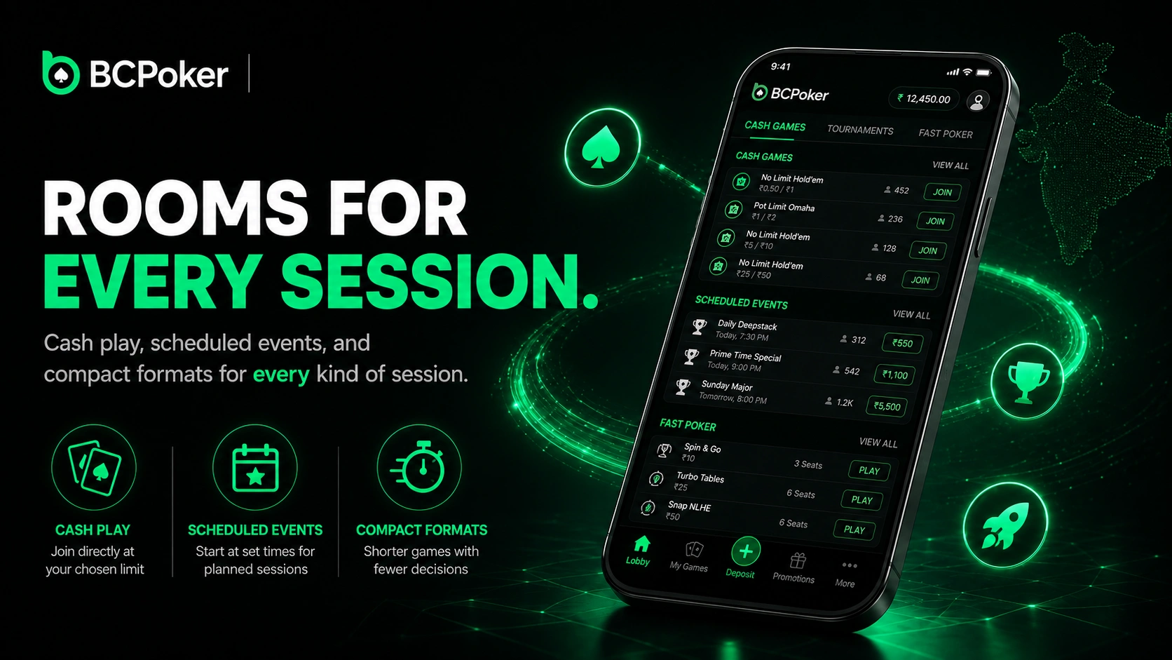 BC Poker India poker rooms for every playing session