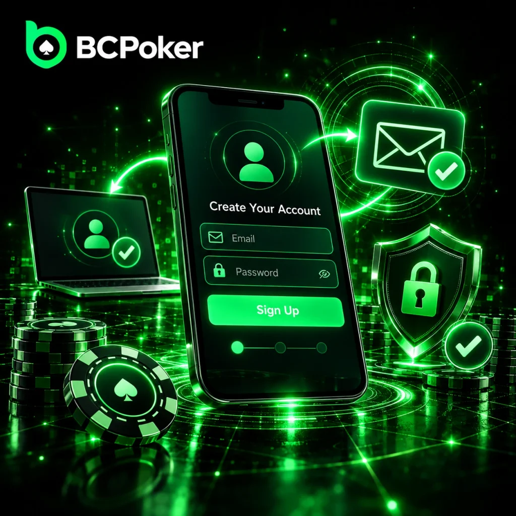 BCPoker mobile app registration sign-up